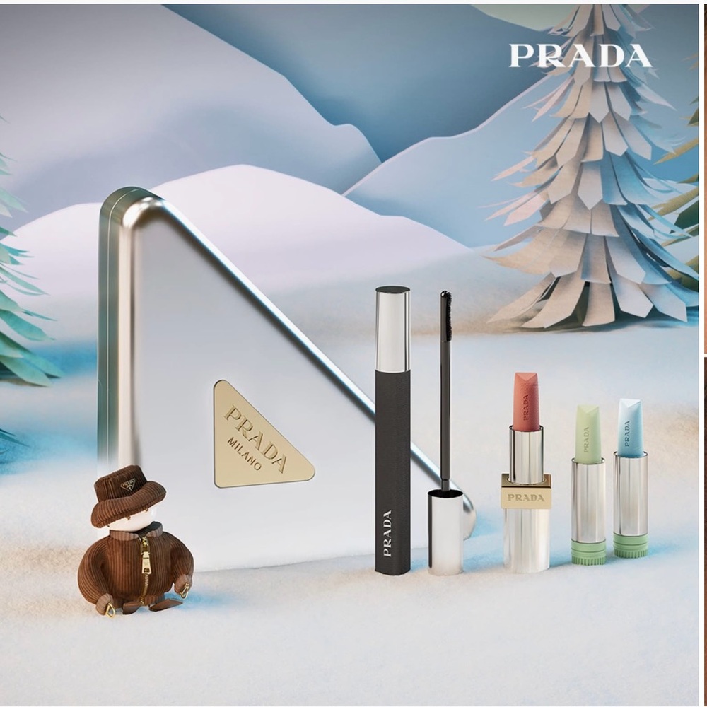 Prada Triangular Makeup Set with Black and Pastel Hues